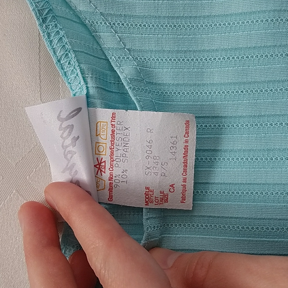 90's Light Blue Ribbed Tee Top - Picture 6 of 8